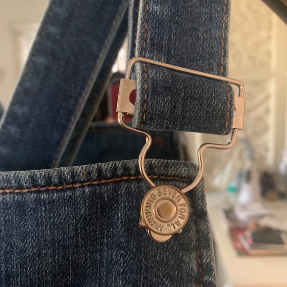 7 For All Mankind Cropped Overalls Large - Picture 8 of 15